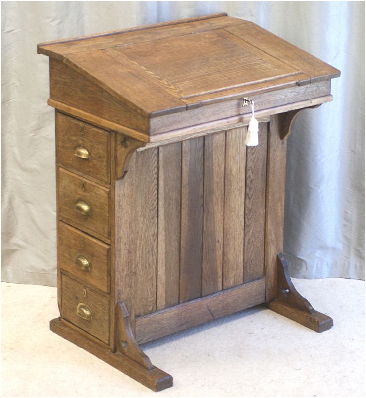 4034 Antique Oak Clerks Desk - Lectern - Reception Desk